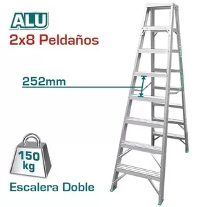 Escalera Total Aluminio Doble 2x8 Peldaños